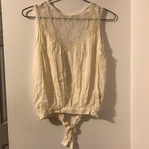 NWOT Gimmicks Cream Lace Boho Peasant Blouse, Size XS